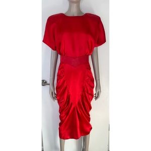 Vintage 1980’s Red Satin Wild Dress